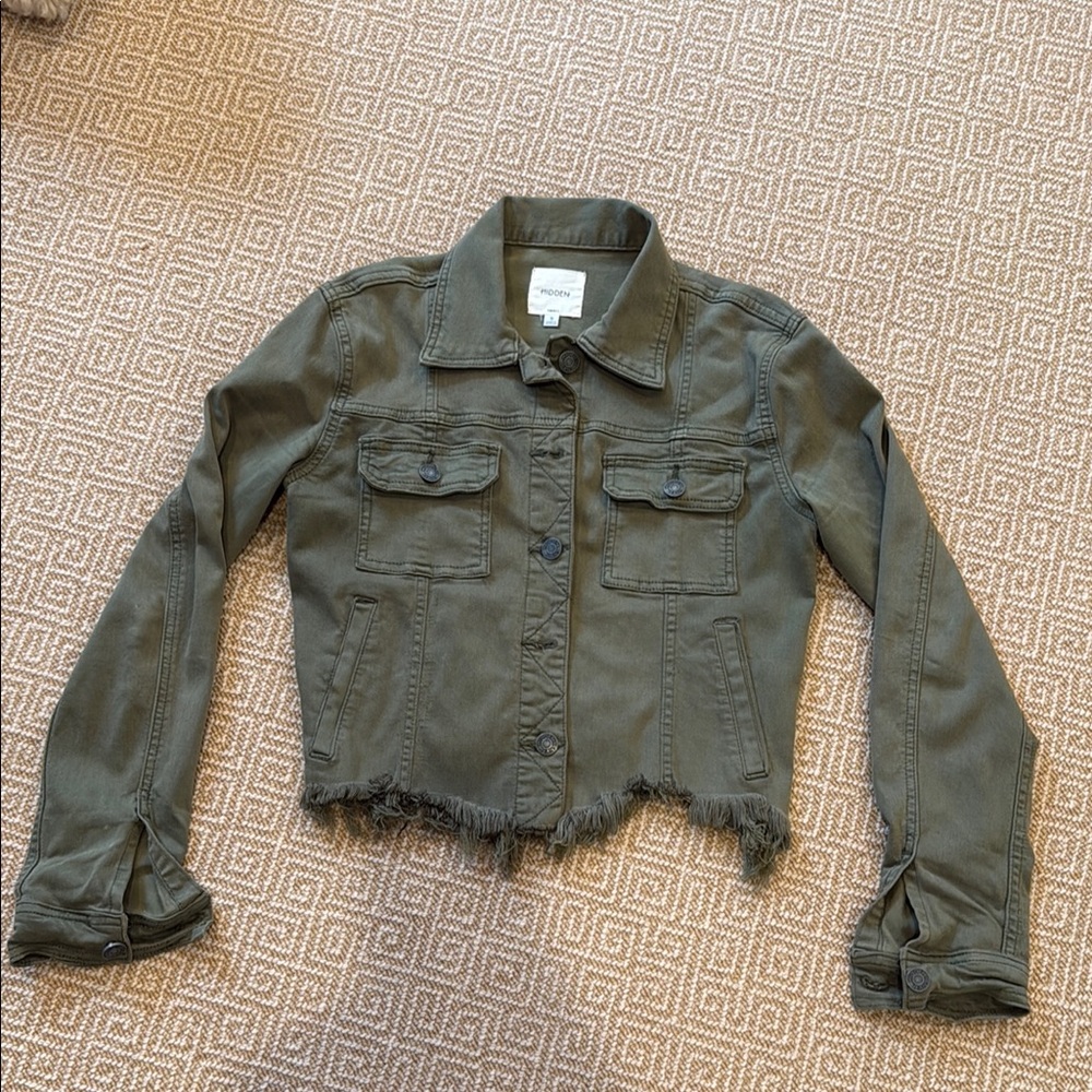 Women's Olive Green Cropped Jacket